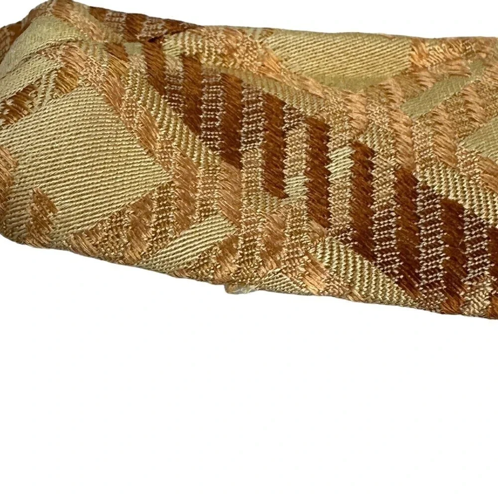 La Vita DiModa Tie Mens Beige Bronze Geo Stripe 100% Silk Necktie Jacquard Italy